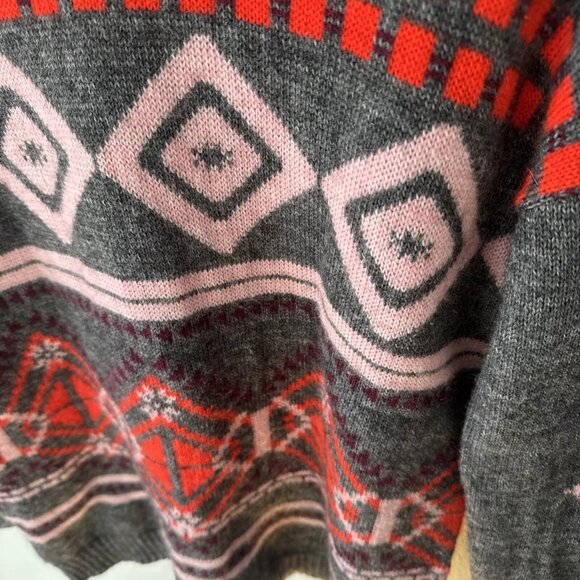 J. Crew Sweater Womens Medium Wool Blend Gray Pink Red Holiday Valentines - Picture 4 of 6
